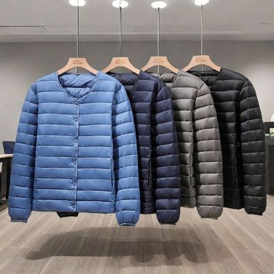 新款冬季男士保暖羽绒棉服轻薄款无领内胆内穿大码短款外套男轻便