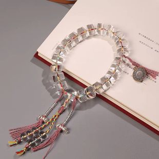 天然白水晶1214车轮珠珠21颗百字明金刚萨埵功课手持佛珠念珠