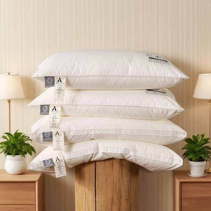 A类全棉枕头枕芯 无荧光家用护颈酒店羽丝绒枕成人单人枕高枕低枕