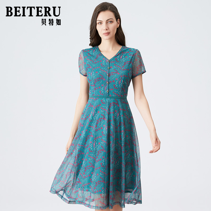 贝特如妈妈洋气夏季碎花连衣裙