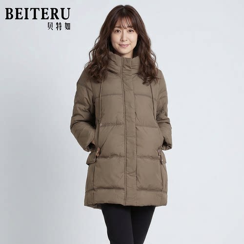 贝特如妈妈装连帽保暖羽绒服