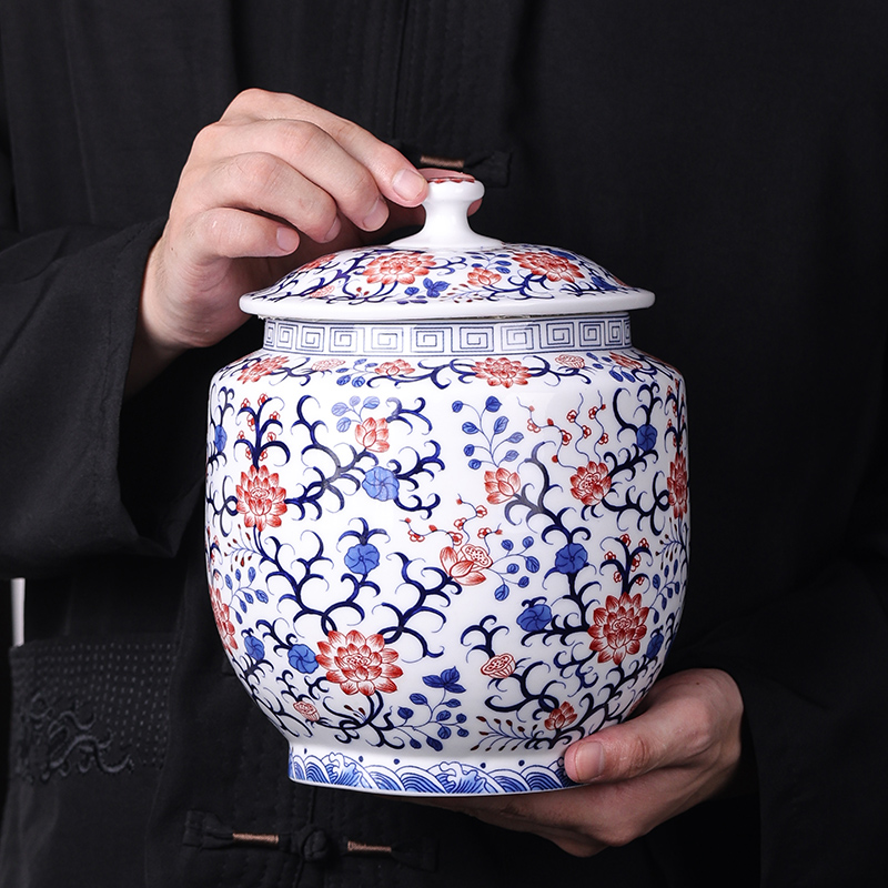 釉里红陶瓷茶叶罐礼盒装