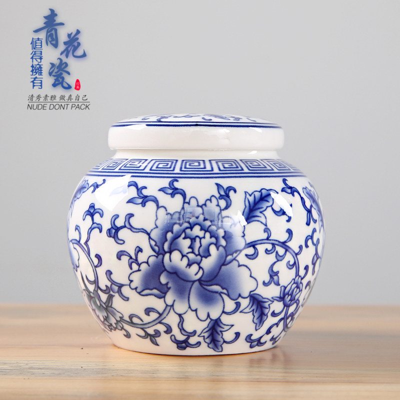 万瓷朝宗青花瓷茶叶罐