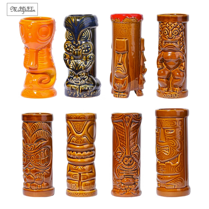 陶瓷提基杯酒吧创意杯夏威夷鸡尾酒杯TIKI MUG猫头鹰鬼脸杯海马杯