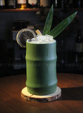 陶瓷TIKI彩绘鸡尾酒杯个性中国风竹子造型调酒杯竹节夏威夷提基杯