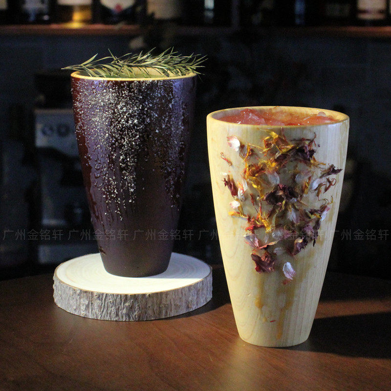 创意鸡尾酒杯中国风木纹个性调酒杯特调杯造型木质杯木杯朱丽普杯