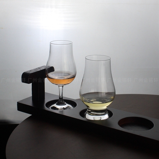 威士忌闻香杯架套装烈酒杯木杯托洋酒杯水晶玻璃品鉴杯高脚闻香杯