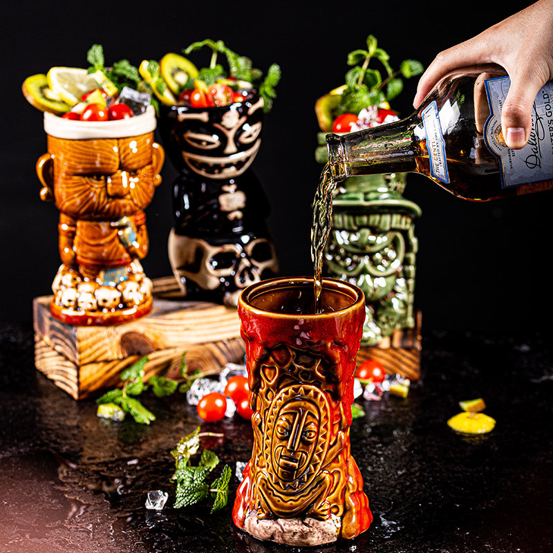 酒吧tiki杯个性夏威夷鸡尾酒杯创意陶瓷杯提基杯 鬼脸杯tiki mug