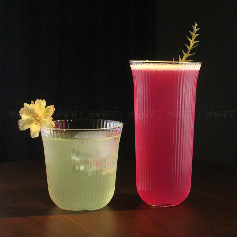 日式鸡尾酒杯竖纹水晶玻璃杯