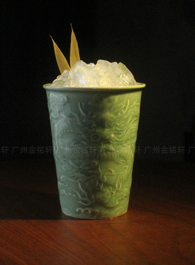 陶瓷个性鸡尾酒杯薄荷朱丽普杯莫吉托杯国风浮雕中国龙创意调酒杯