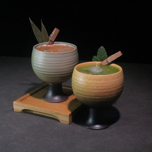 陶瓷高脚杯氛围感鸡尾酒杯短饮杯矮脚调酒杯个性 咖啡抹茶调饮杯子