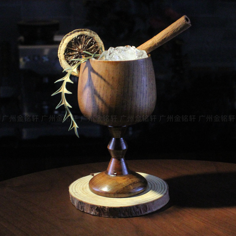 个性复古木纹高脚鸡尾酒杯