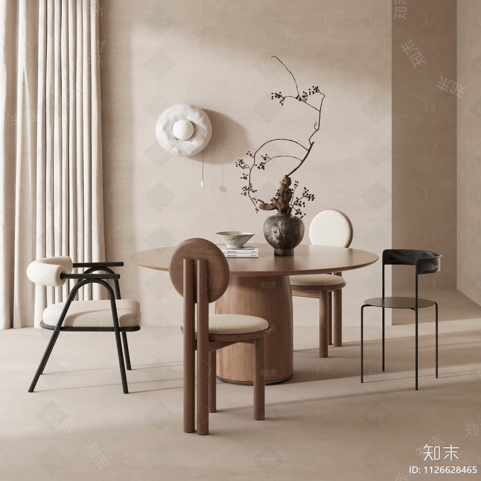 现代简约实木圆形餐桌椅组合饭桌家用简约桌椅定制套装