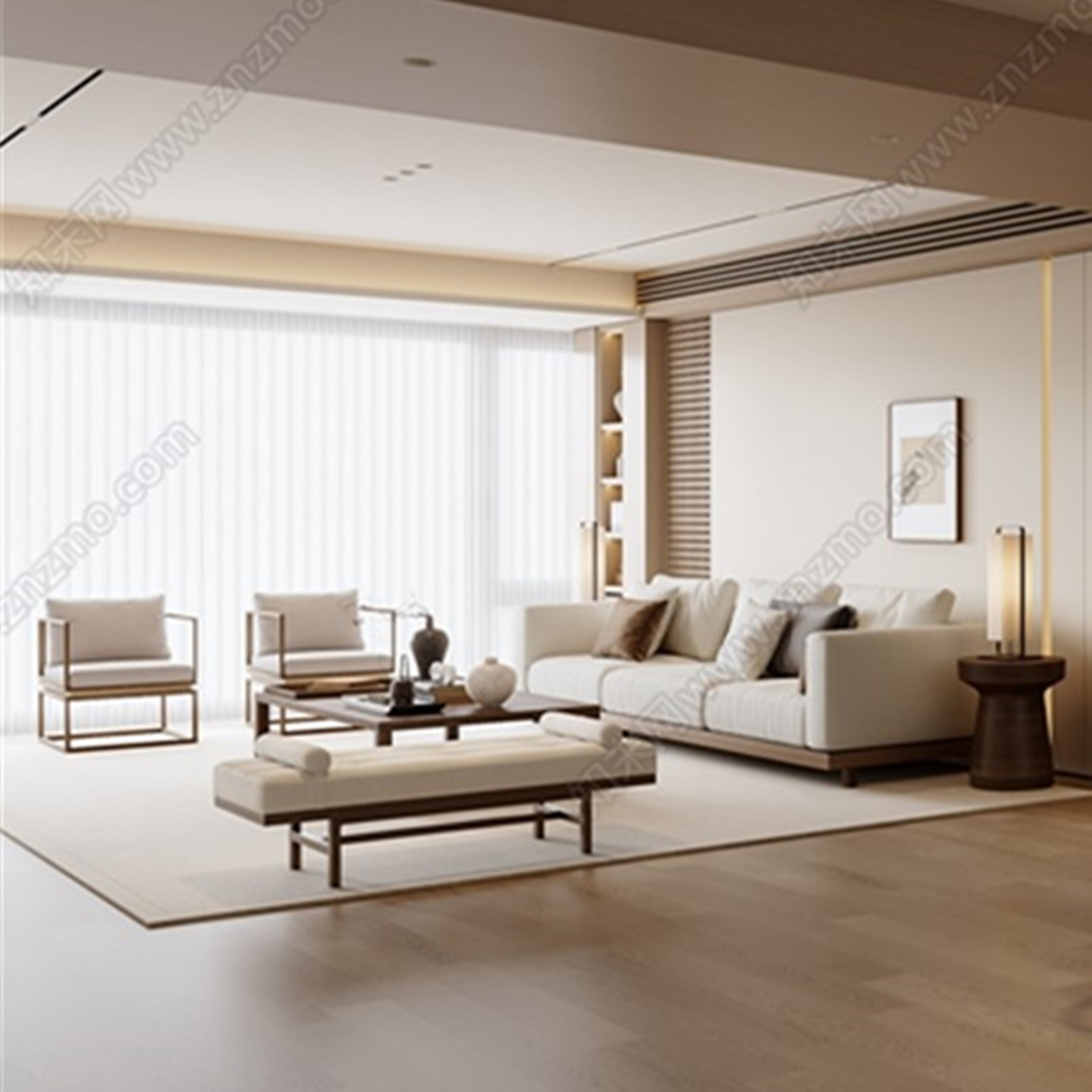 新中式实木沙发组合茶几组客厅沙发组合单双三人位定制布艺沙发