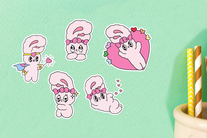 特87手帐贴纸卡通相册装饰可爱女孩时尚兔子日常日记少女心素材