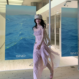 吊带拼接网纱连衣裙女 超仙高腰显瘦不规则长款 Lienni2025新款 无袖