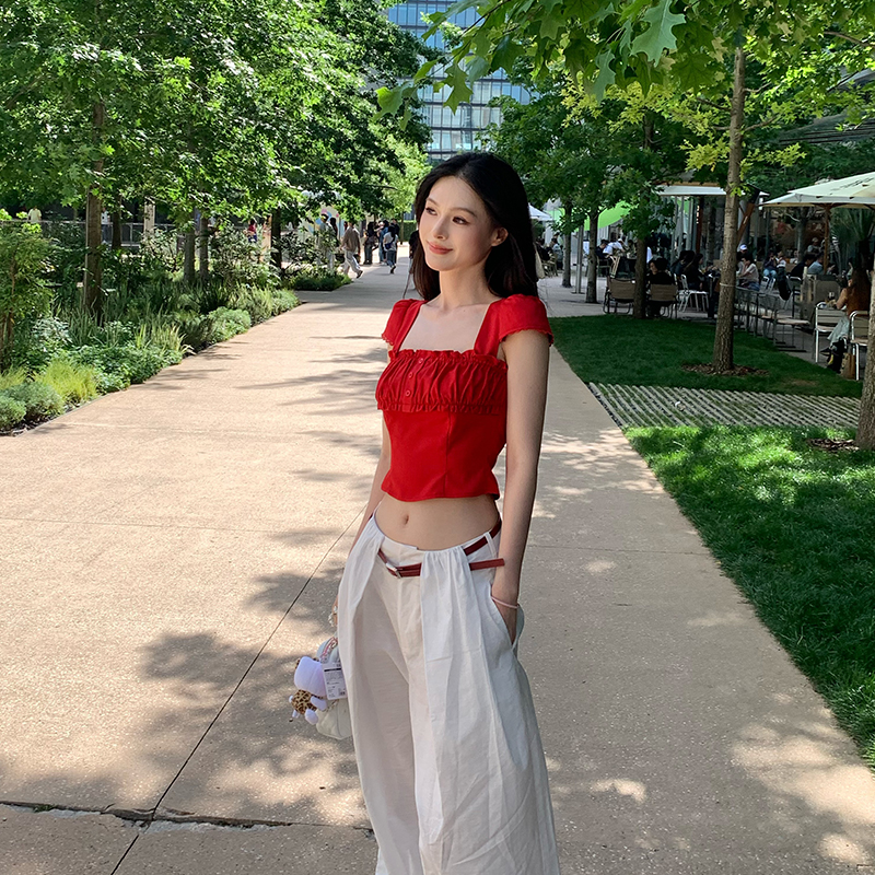 Lienni修身显瘦百搭微弹短袖上衣