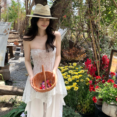 弹力打揽收腰显瘦抹胸上衣女