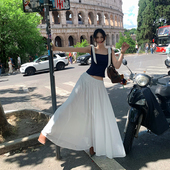 上衣女高腰显瘦抽绳长裙套装 百搭鱼骨吊带短款 新款 Lienni2025夏季