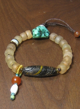 千年老白水晶药师绿松石手串