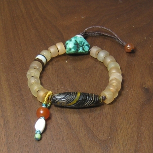 千年老白水晶药师绿松石手串  西亚古珠古董配珠多宝手串项链