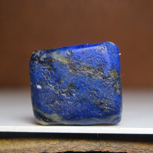 高蓝老青金石珠14×12.5mm满风化