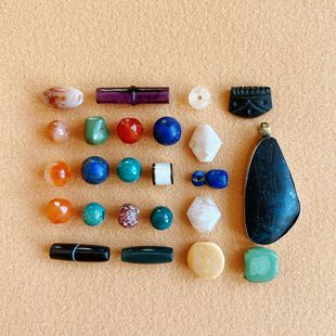 千年老玛瑙老松石老药师老水晶 西亚古珠古董文玩配珠多宝古玩