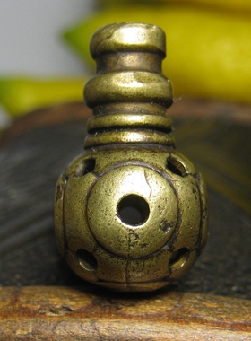 老黄铜五眼六通三通佛头佛珠配饰