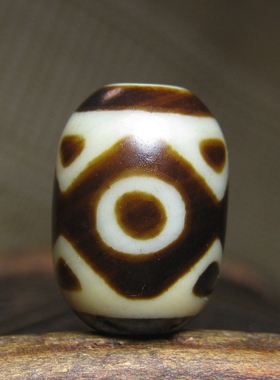 老金刚莲花三眼天珠玛瑙13×18mm