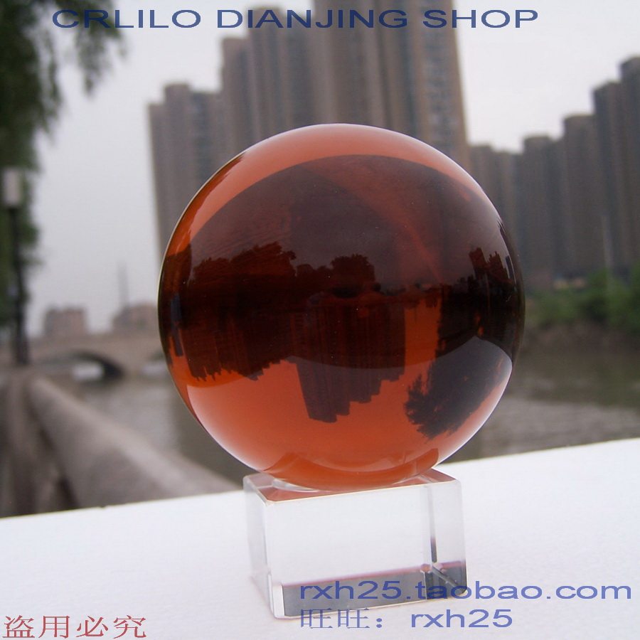 水晶玻璃球 茶色透明水晶球 直径3-10厘米多尺寸 深琥珀色球