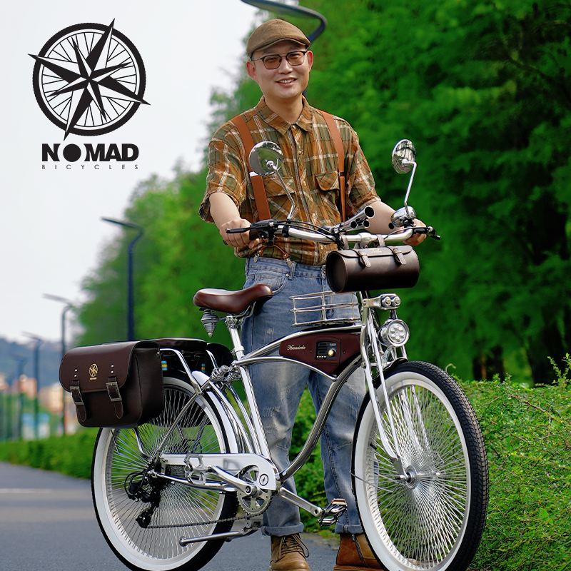 NOMAD自行車拿諾復(fù)古單車電鍍沙灘城市通勤雙碟剎減震騎行雙邊包
