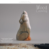 动物模型 小狼 大师手工雕刻实木收藏 嘶吼 外贸出口木雕