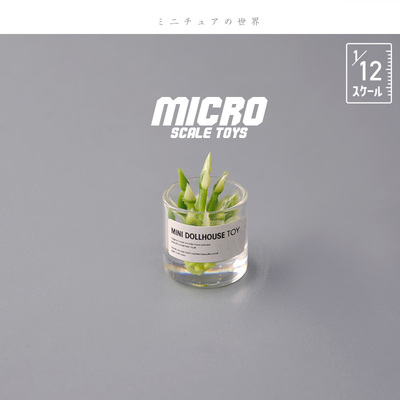 Dollhouse娃娃 1/12分食玩花房场景 盆景绿植花透明盆栽微缩模型