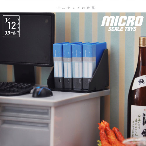 日本正品代购1/12食玩场景配件 文件夹文件盒办公用品微缩模型