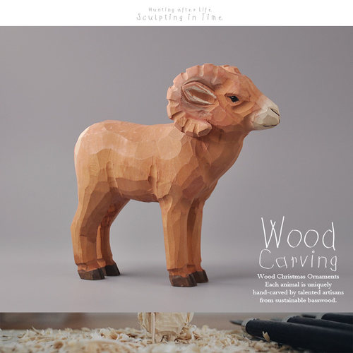 外贸出口木雕 动物模型 大盘角羊公羊摆件大师手工雕刻实木收藏品