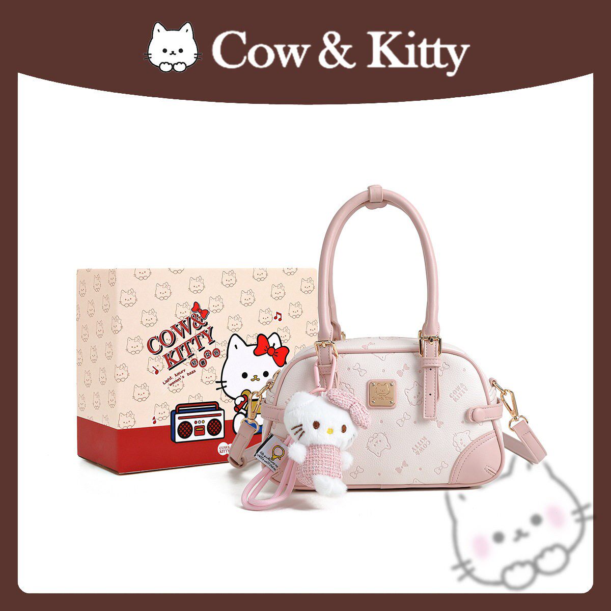 正品CowKitty印花手提保龄球女包气质通勤腋下包百搭单肩斜挎女包