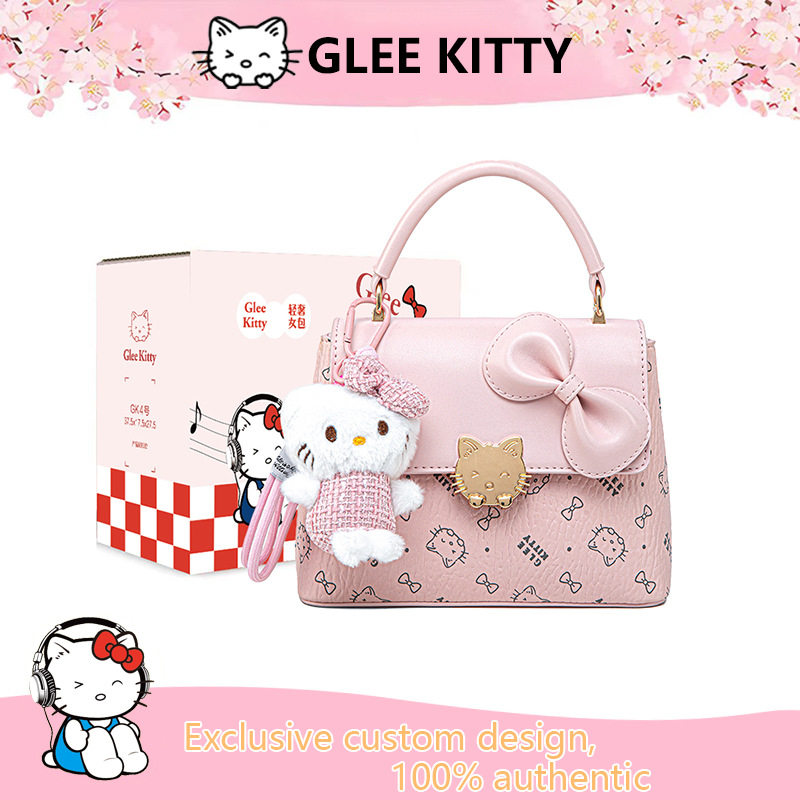 GLEE KITTY简约独特女包可爱甜美蝴蝶结百搭礼物风粉色手提小方包