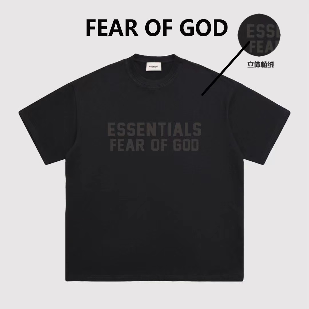 ESSENTIALS植绒字母短袖T恤男女