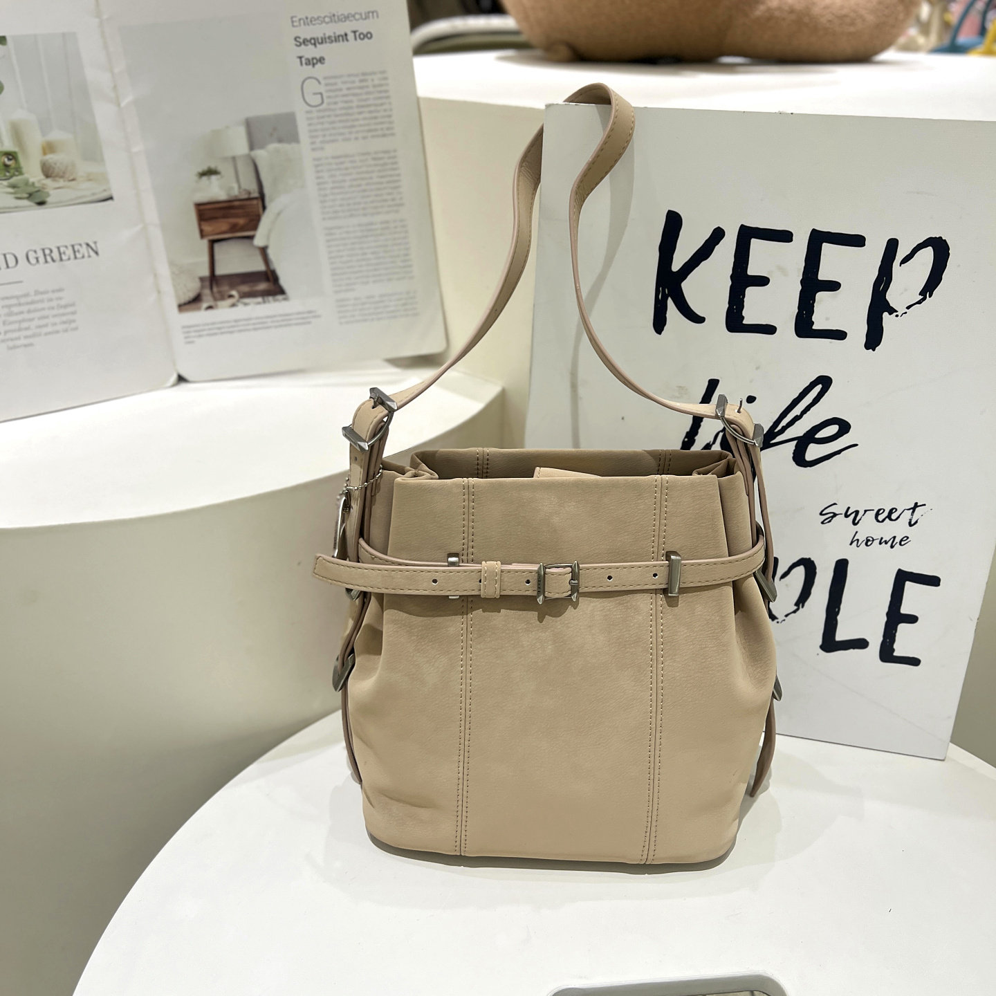 玛莎爱贝儿日韩风雾面水桶包女2026新款百搭单肩斜挎包通勤风女包,箱包皮具/热销女包/男包,通用款女包,淘宝优惠券,粉丝福利购,淘宝优惠卷