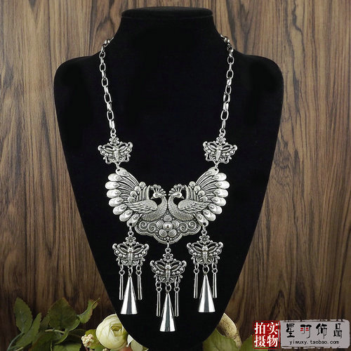 苗族苗银演出项链民族风复古项链毛衣链饰品 a1170