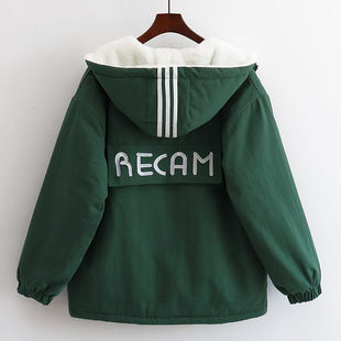 加绒加厚羊羔绒棉服棒球服可爱棉衣外套 棉袄女短款 中学生冬季 工装