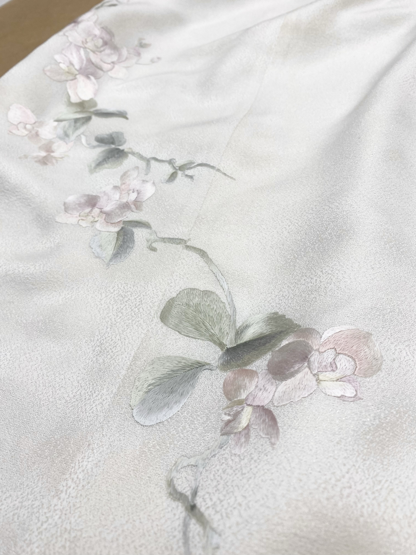 手绣蝴蝶兰银通正绢旗袍尾款小姐姐专拍～天津北京旗袍高级订制