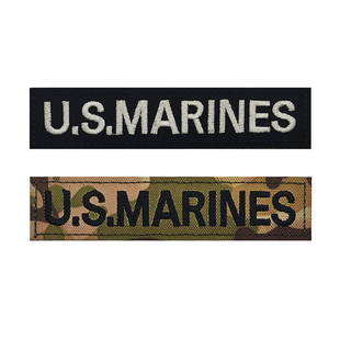 长条帆布背包贴章US MARINES刺绣魔术贴章CP迷彩英文臂章战术胸章