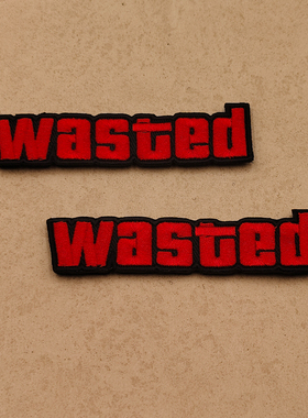 战术双肩包长条贴章英文wasted个性臂章棒球服胸章刺绣魔术贴章
