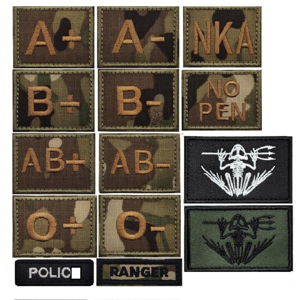 英文长条补丁头盔贴章血型识别章