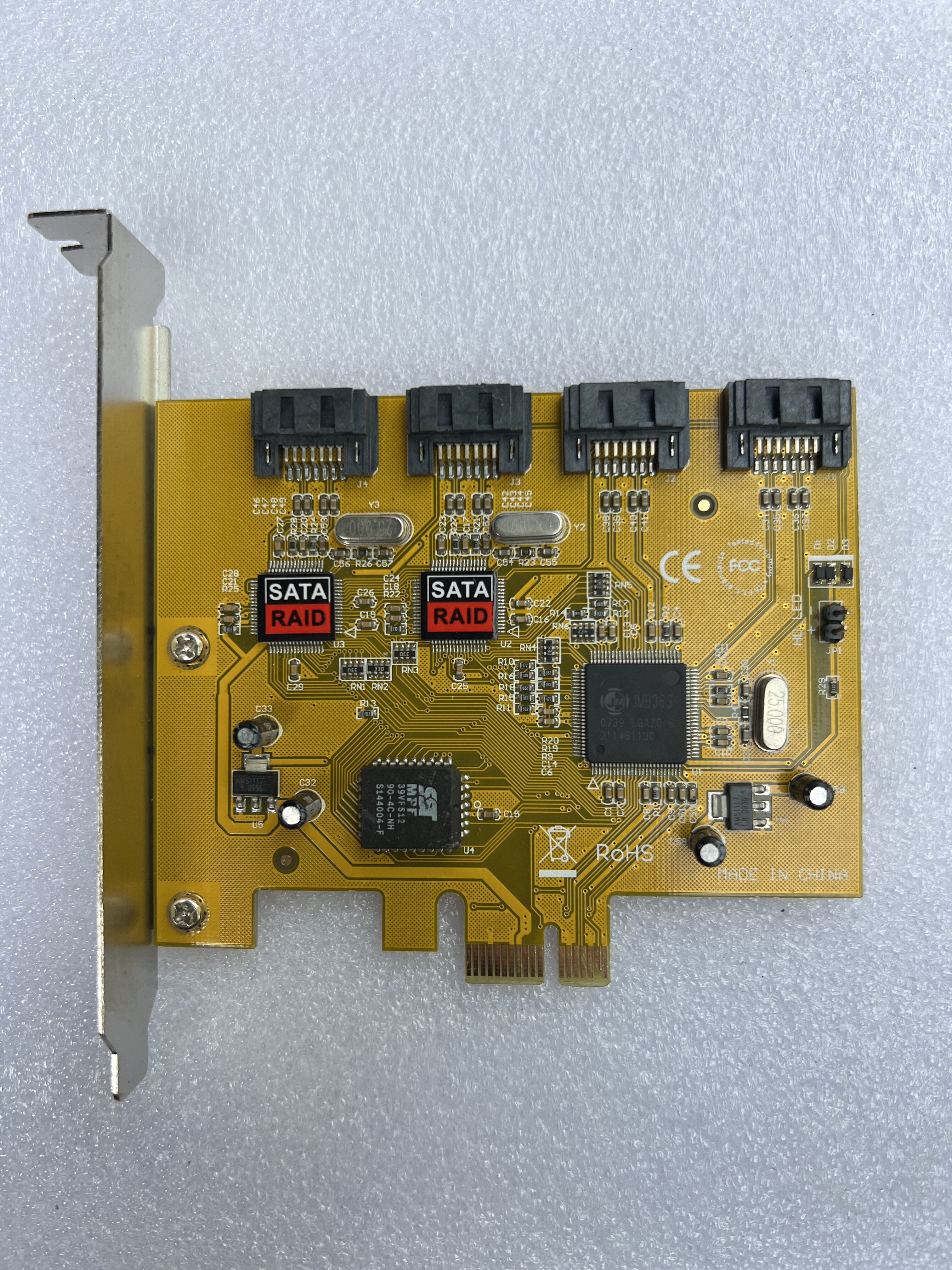 台式机sata串口硬盘磁盘阵列卡4口pci-e x1 阵列卡 sata 4口 拆机