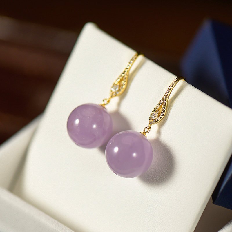 忆奴娇薰衣草紫水晶耳环纯银耳饰