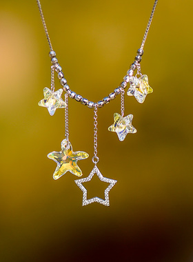 白月光水晶多层流苏短款锁骨链