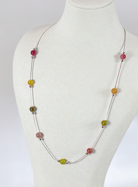 行露原创S925银满天星彩色碧玺青金石项链小众高级感气质百搭颈链