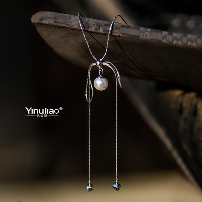 天然贝珠蝴蝶结韩国时尚项链